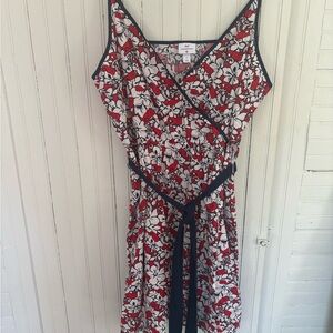 Floral Wrap Dress - Red and Black